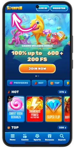 Big Bass Bonanza casino site on Android mobile browser