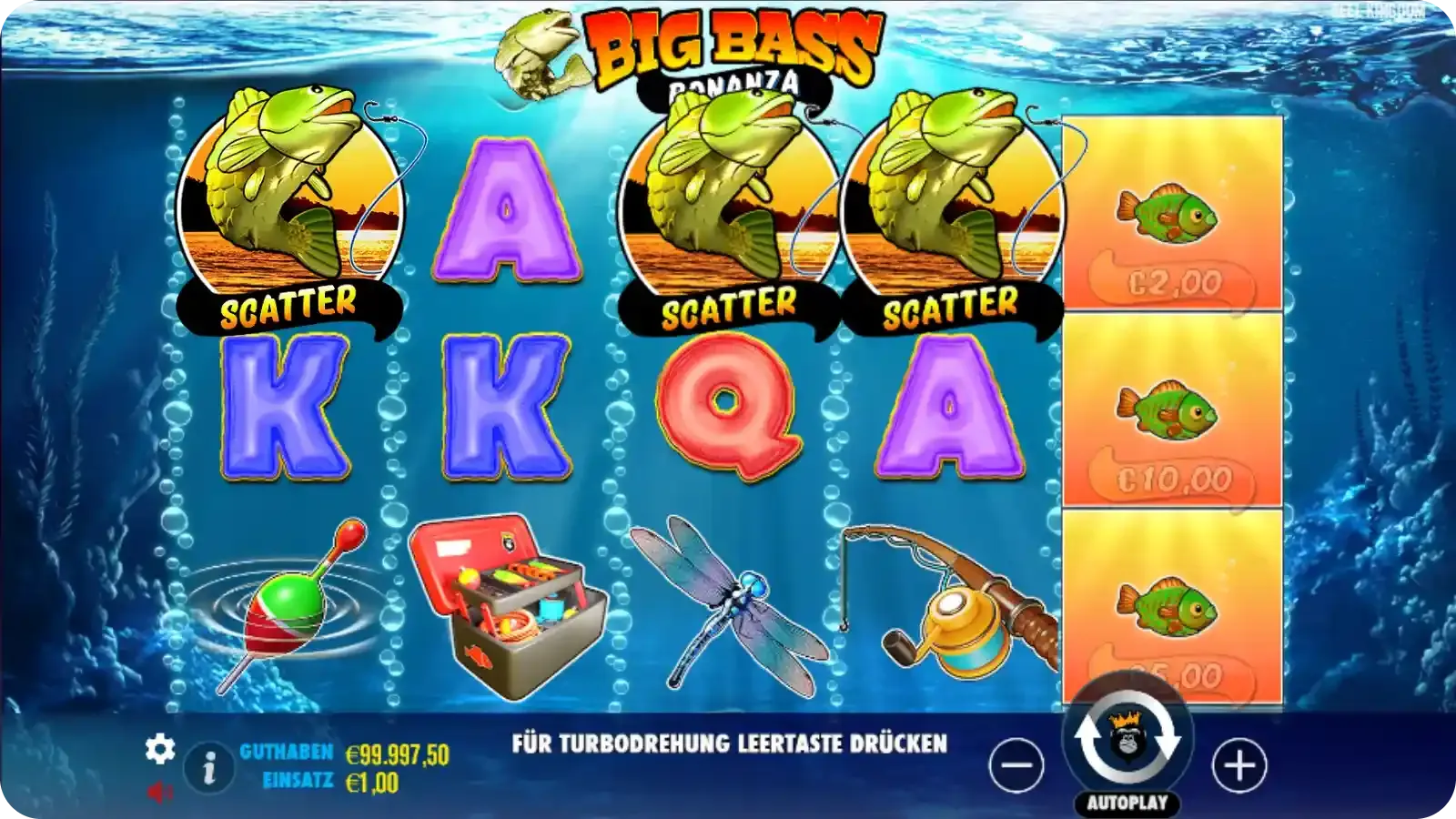 Freispiele im Slot Big Bass Bonanza