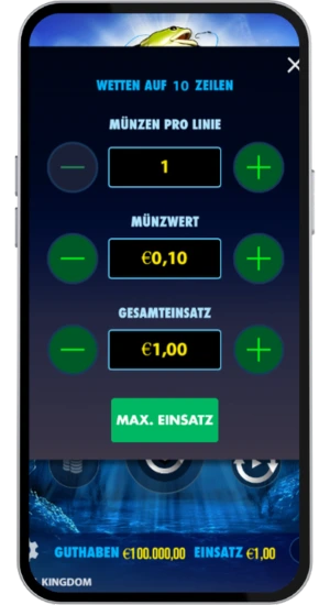 Einsatz festlegen Big Bass Bonanza